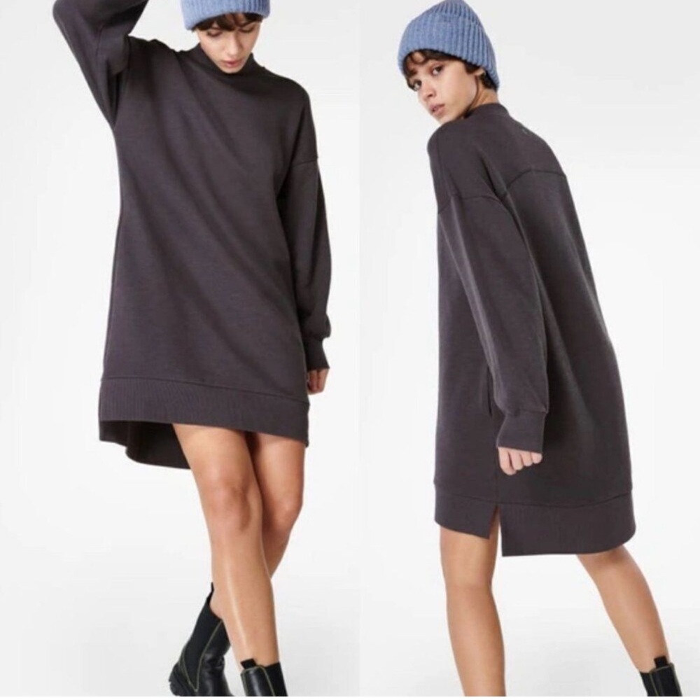 Sweaty Betty Charcoal Gray Mini Sweatshirt Dress